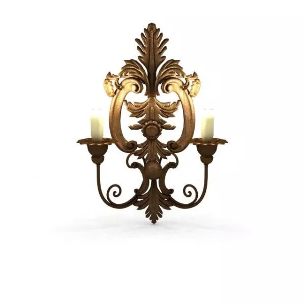 Brass Antique Flower Wall Sconces 3d model Brass Antique Flower Wall Sconces 3d model