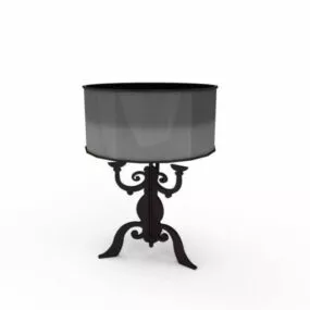 Carved Wood Antique Table Lamp 3d model