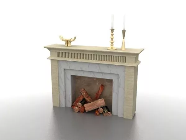 Marble Fireplace With Mirror 3d model