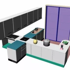Open Style Kitchen Design Idea 3d model