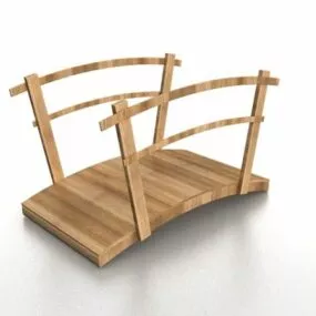Wooden Garden Bridge With Handle 3d model