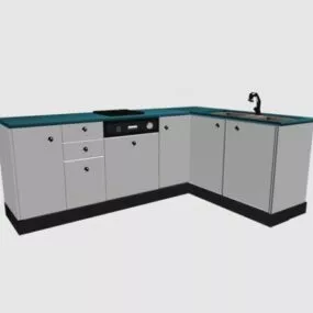 Corner L Kitchen Lower Cabinet 3d model