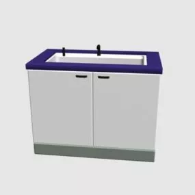 Small Kitchen With Sink Cabinet 3d model