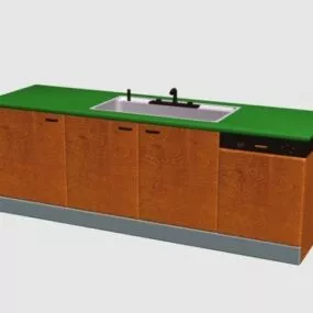 Kitchen Sink Wooden Cabinet 3d model