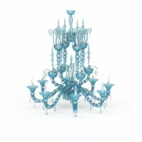 Blue Crystal Drop Ceiling Chandelier 3d model