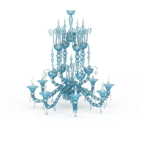 Blue Crystal Drop Ceiling Chandelier 3d model Blue Crystal Drop Ceiling Chandelier 3d model