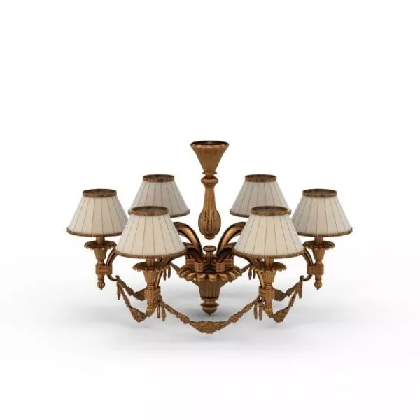 Bronze Arm Chandelier Antique Style 3d model Bronze Arm Chandelier Antique Style 3d model