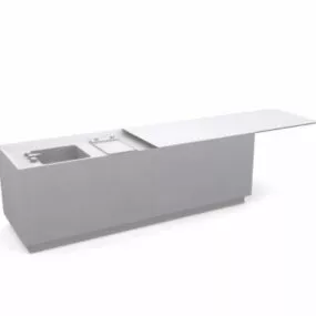 Single Unit Kitchen Countertop With Sink 3d model