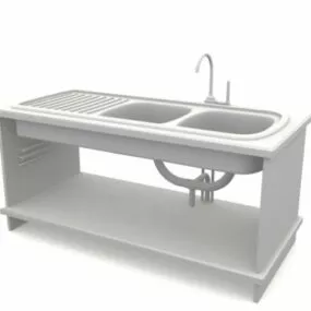 Double Bowl Furniture Kitchen Sink 3d model