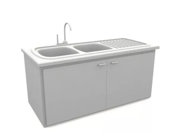 Sink Wall Mounted With Mirror 3d model