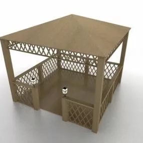 Garden Wooden Gazebo Building 3d model