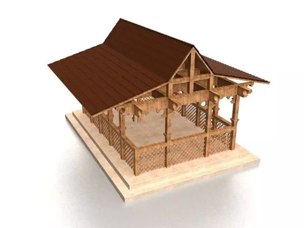 Asian Ancient Pavilion Building 3d model