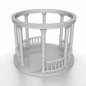 Circular Stone Garden Pergola 3d model