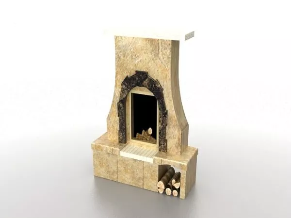 Modern Fireplace With Marble Stand 3d model