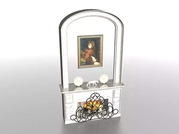 Elegant Modern Fireplace 3d model
