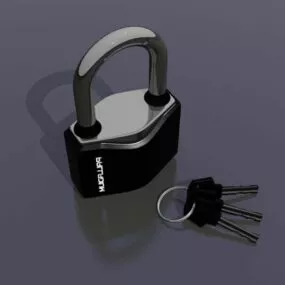Metal Padlock With Key 3d model
