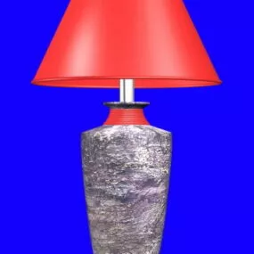 Red Shade Table Lamp Furniture 3d model