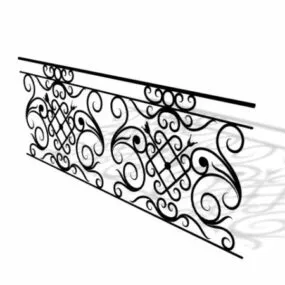 Antique Shapes Wrought Iron Railing 3d model