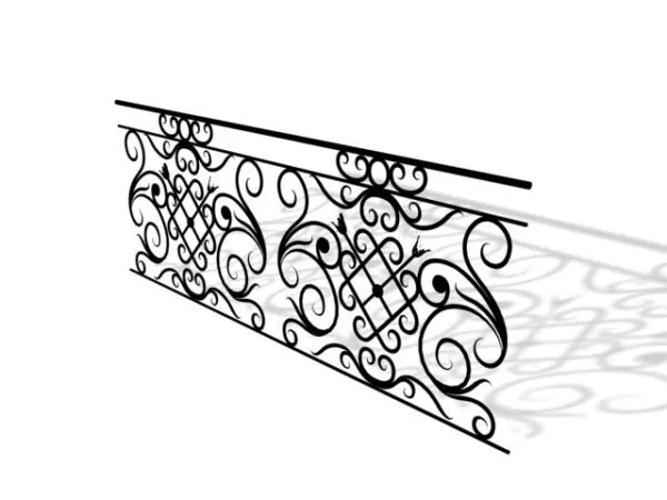Iron Railing With Wooden Handle 3d model