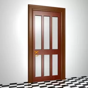 Wooden Glazed Interior Door 3d model
