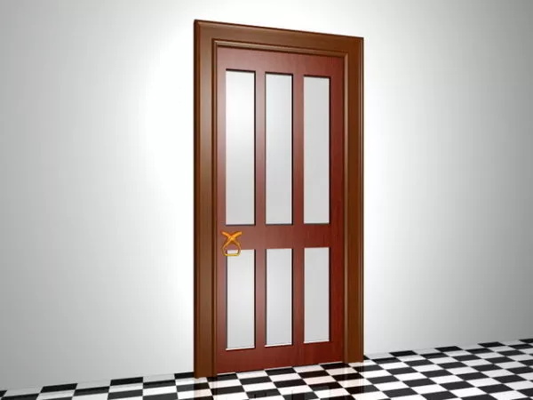Wooden Glazed Interior Door 3d model Wooden Glazed Interior Door 3d model