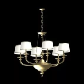 Antique Bronze Chandelier With Shades 3d model