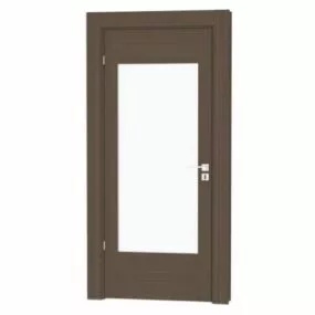 Glazed Wood Frame Internal Door 3d model