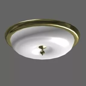 Brass Frame Round Shade Ceiling Light 3d model