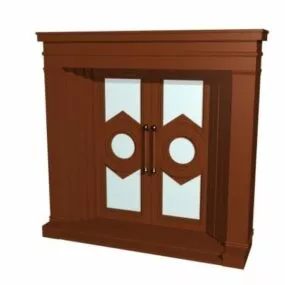 Interior Wooden Glass Double Door 3d model
