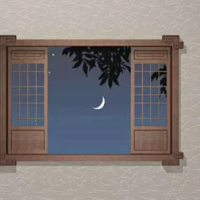 Chinese Vintage Lattice Window 3d model