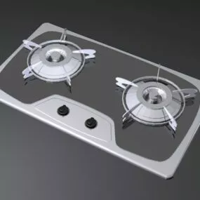 Kitchen 2 Burner Gas Cooktop 3d model