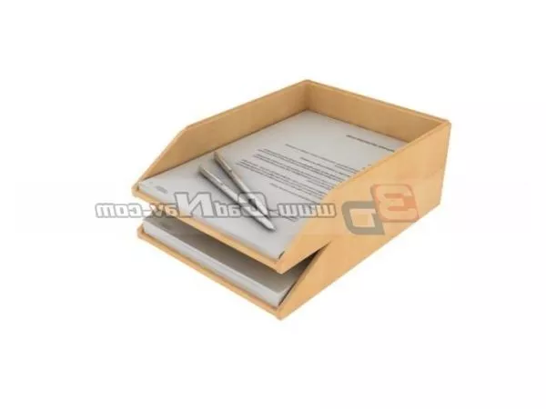 2 Layer Wood File Holder Office Equipment 3d model 2 Layer Wood File Holder Office Equipment 3d model
