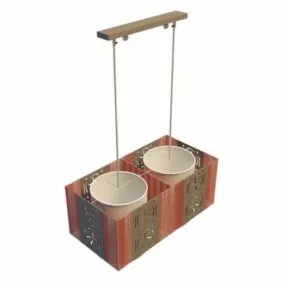 2 Light Rectangular Shade Pendant Fixture 3d model