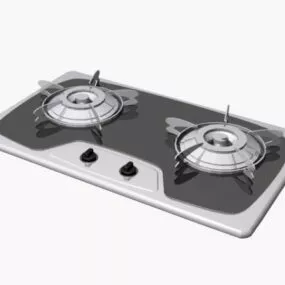 2 Burner Kitchen Gas Cooktop 3d model