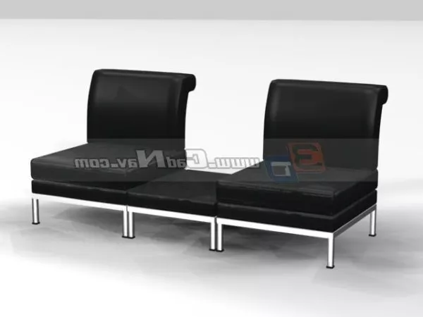 2 Seats Black Chair For Waiting Room 3d model 2 Seats Black Chair For Waiting Room 3d model