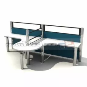 2 Seats Office Workstation Partition 3d model