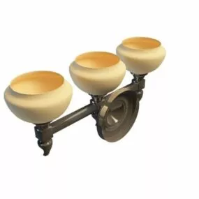 3 Light Brass Wall Lamp 3d model