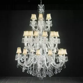 Living Room 3 Tier Crystal Chandelier 3d model