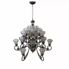 3 Tier Antique Shades Chandelier 3d model