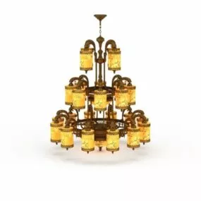 3 Tier Antique Chandelier 3d model