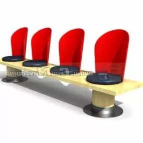 4 Seats Public Space Waiting Chair 3d model