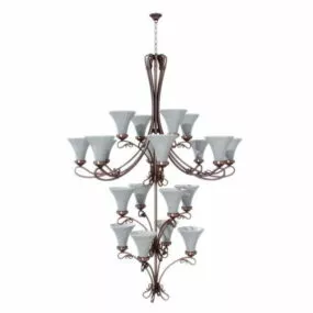 4 Tier Brass Chandelier Lighting 3d model