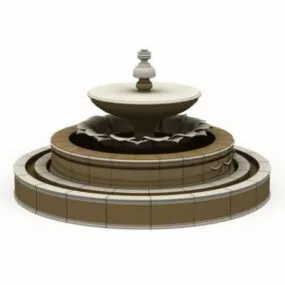4 Tier Stone Water Fountain 3d model