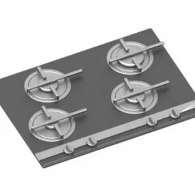 4 Burner Kitchen Electric Cooktop 3d model