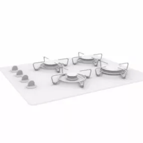 4 Burner Kitchen Gas Stove Burner 3d model