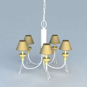 5 Light With Shade Chandelier 3d model