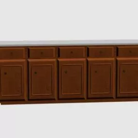 5 Door Kitchen Design Countertop 3d model