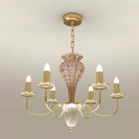 6 Arm Design Brass Chandelier 3d model