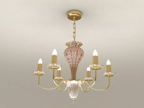 6 Arm Design Brass Chandelier 3d model 6 Arm Design Brass Chandelier 3d model