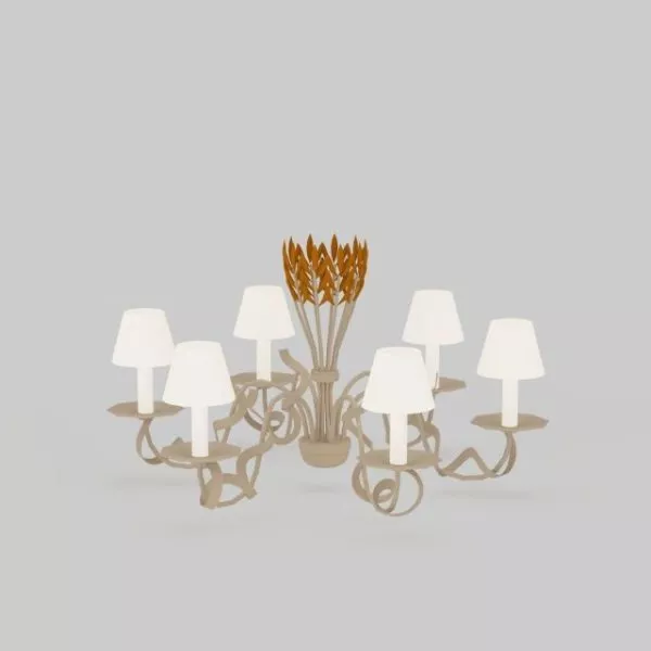 6 Arm Brass Chandelier 3d model 6 Arm Brass Chandelier 3d model